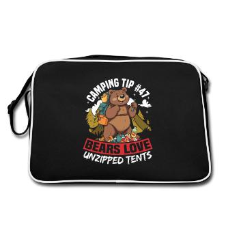 Camping Ours Attaque Astuce Drôle Randonnée Camper - Sac Retro - noir/blanc - Dos