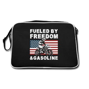 Dirt Bike American Flag Motocross Biker USA - Retro Bag - black/white - Back