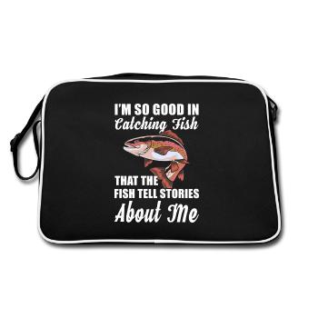 Angeln Ich Bin So Gut, Fische Zu Fangen - Retro Tasche - Schwarz/Weiß - Hinten