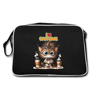 Cat Kitten Coffee Caffeine Colleague Office - Retro Bag - black/white - Back