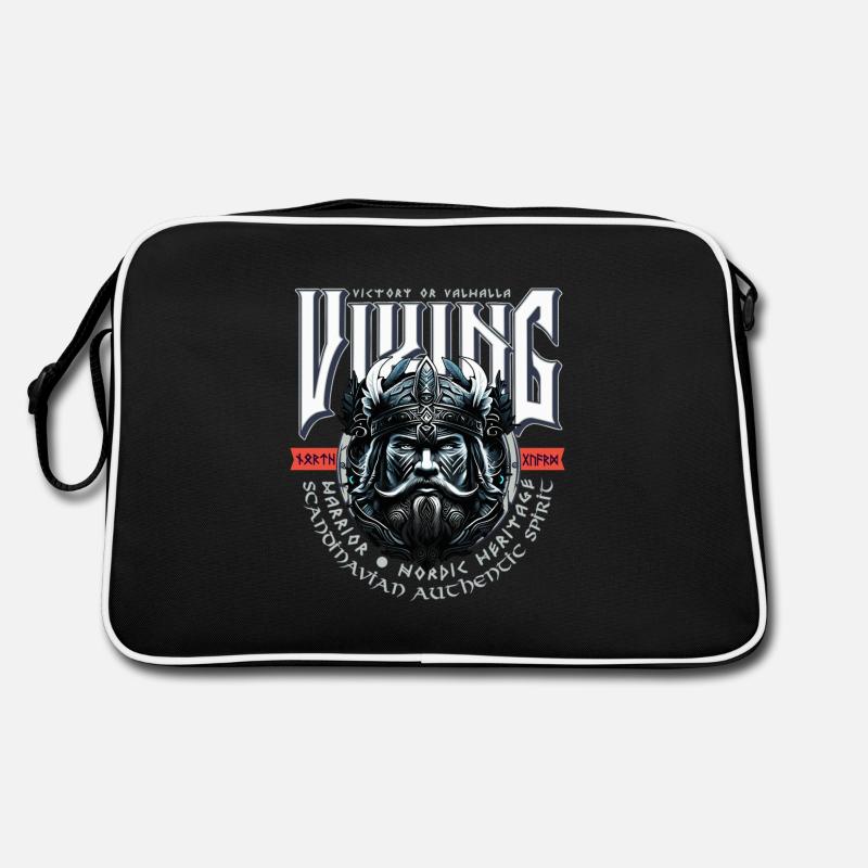 VIKING, VICTORY OR VALHALLA! - Retro Bag - black/white