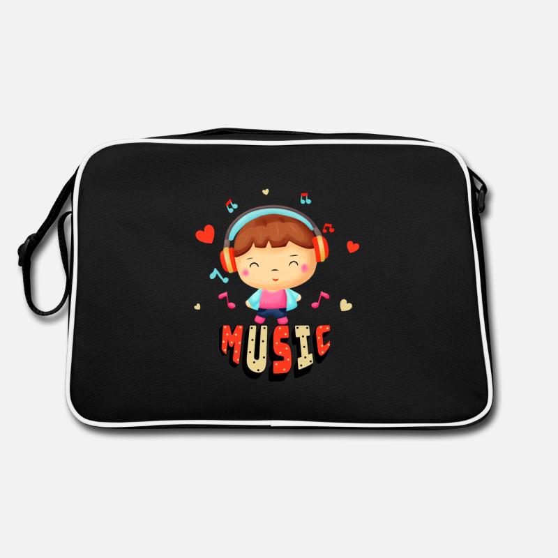 Kleiner Junge mit Musik Retro Tasche