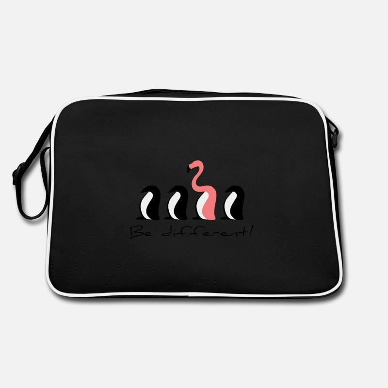 Be different Flaminguin - Retro Tasche - Schwarz/Weiß