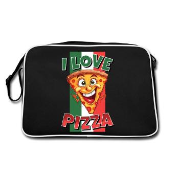 I Love Pizza Slice Face Laughs Pizzeria - Retro Bag - black/white - Back