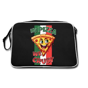 In Pizza We Crust Pizza Slice Face Laughs Funny - Retro Bag - black/white - Back