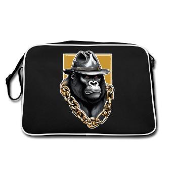 Gorilla with Gold Chain - Retro Bag - black/white - Back
