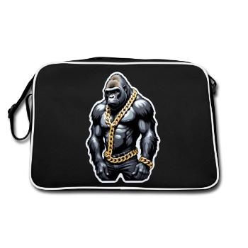 Gorilla with Gold Chain - Retro Bag - black/white - Back