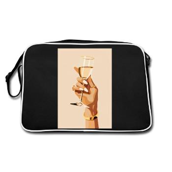 À votre santé! Main de femme avec coupe de | IA - Sac Retro - noir/blanc - Dos