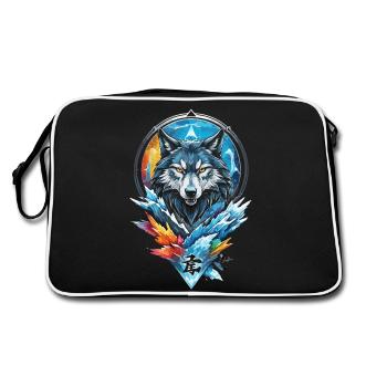 Loup géométrique eau et feu - Sac Retro - noir/blanc - Dos