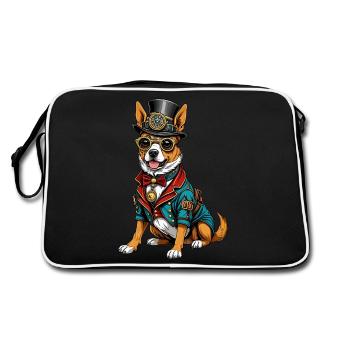 Steampunk dog - Retro Bag - black/white - Back