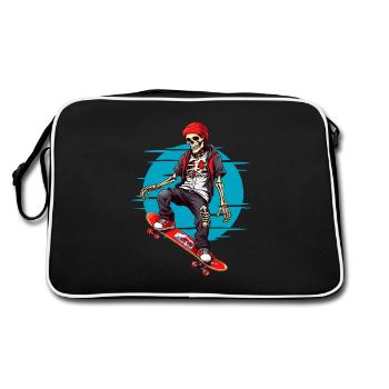 Skateboarding Skeleton - Retro Bag - black/white - Back