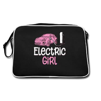 Electric Girl Electric Vehicle EV Driver - Retro Tasche - Schwarz/Weiß - Hinten