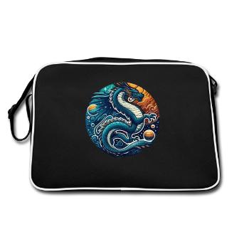 Der Tanz der Galaktischen Schlange unter den Sternen - Retro Tasche - Schwarz/Weiß - Hinten