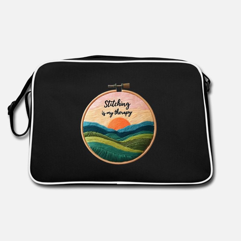 Stitching is my therapy - Embroidery Embroidery Art Retro Bag