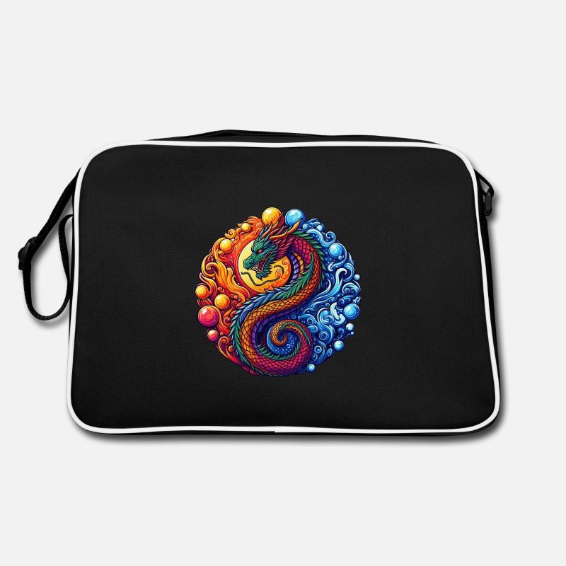 Lebendiger Yin-Yang-Drache Retro Tasche