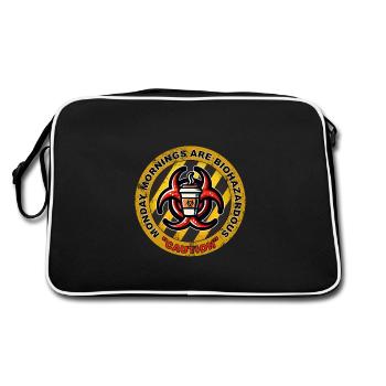 ATTENTION : LES LUNDIS MATINS SONT À RISQUE BIOLOGIQUE - Sac Retro - noir/blanc - Dos