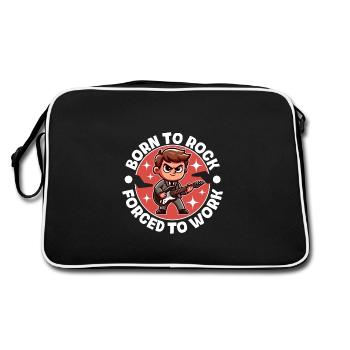 BORN TO ROCK FORCED TO WORK - Retro Bag - black/white - Back
