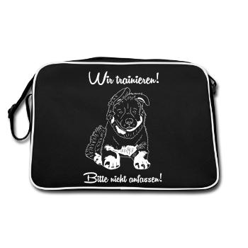 Altdeutscher Schäferhund - Retro Tasche - Schwarz/Weiß - Hinten