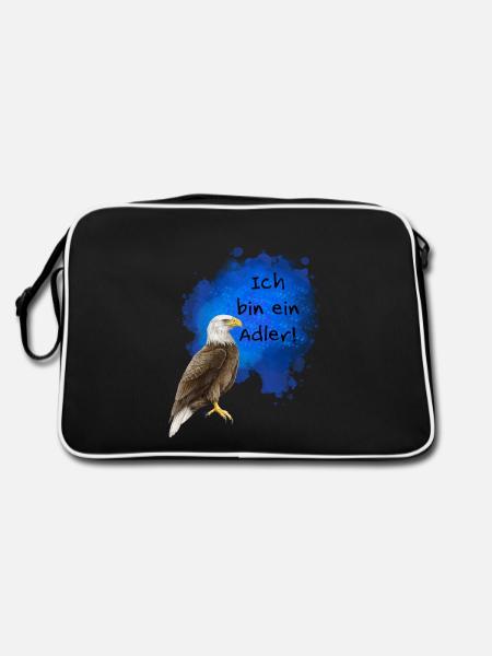 Ich bin ein Adler! - Retro Tasche - Schwarz/Weiß - Hinten