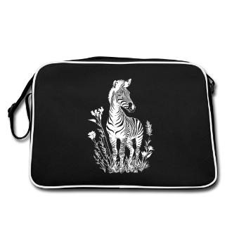 Zebra Blumen Floral - Retro Bag - black/white - Back