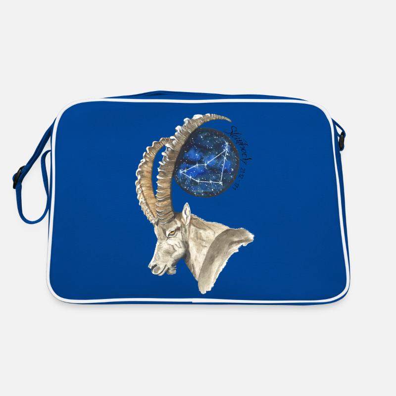 Sternzeichen Steinbock mit Datum und Sternbild Retro Tasche