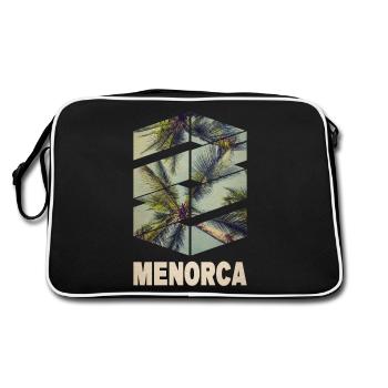 Minorque, Espagne, Été, Soleil, Plage, Mer, Palmiers - Sac Retro - noir/blanc - Dos