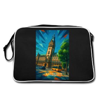Hamburg RATHAUS – Pracht der Hanse - Retro Tasche - Schwarz/Weiß - Hinten