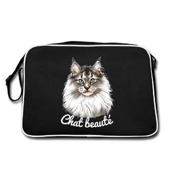 Chat beauté main coon (texte blanc) - Sac Retro - noir/blanc - Dos