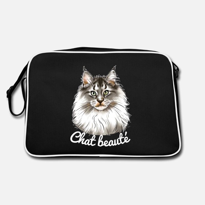 Chat beauté main coon (texte blanc) Sac Retro