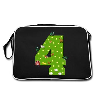4th birthday boy girl 4 years farmer farming gift - Sac Retro - noir/blanc - Dos
