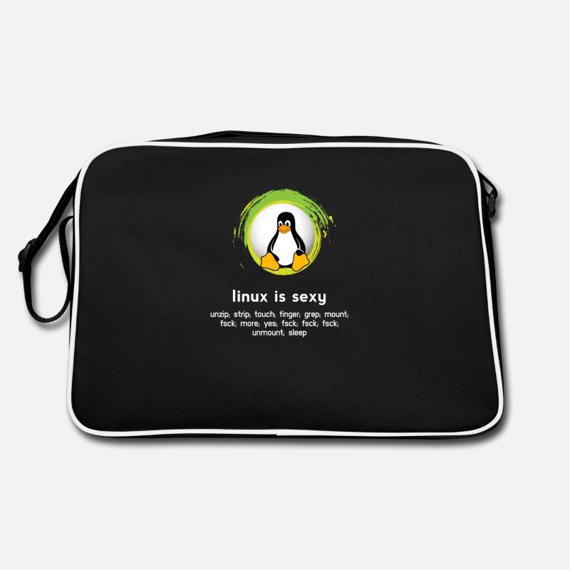 Computer System Penguin Nerd pc inside code admin - Sac Retro - noir/blanc