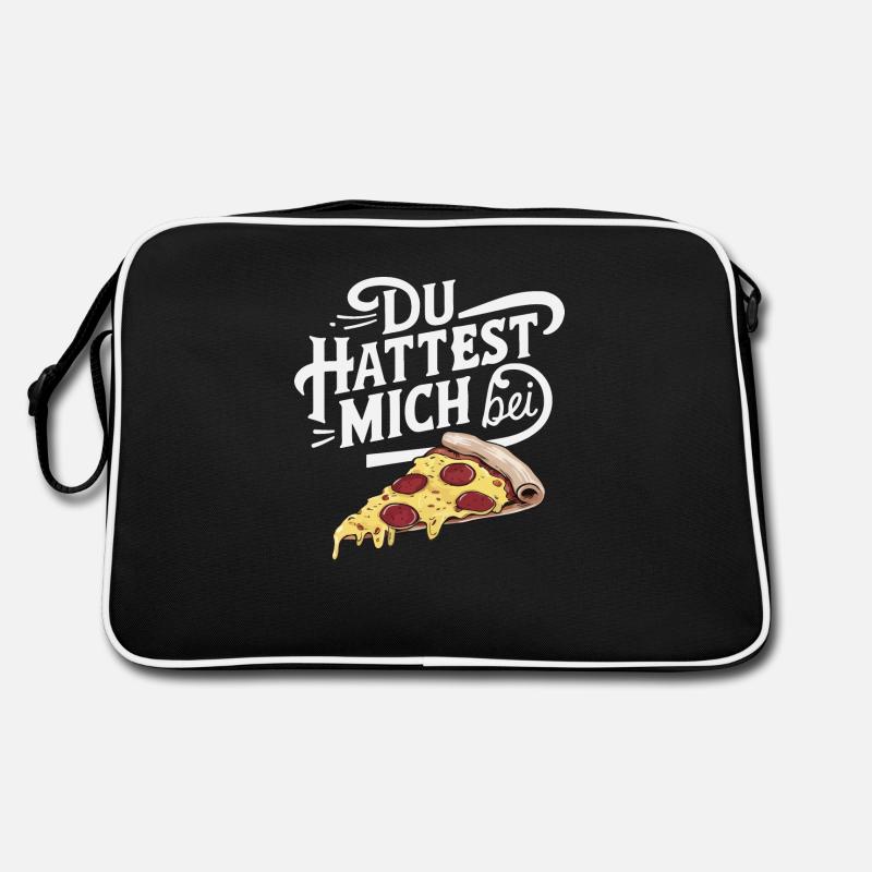 Du hattest mich bei Pizza Lustige Illustration Retro Tasche
