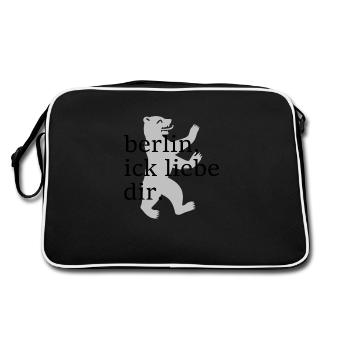 berlin, ick liebe dir. - Dialekt - Mundart - Retro Tasche - Schwarz/Weiß - Hinten