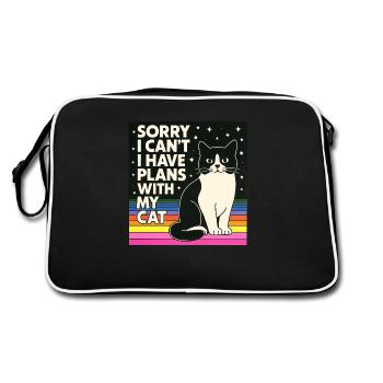 Désolé, je ne peux pas avoir de plantes avec mon chat - Sac Retro - noir/blanc - Dos