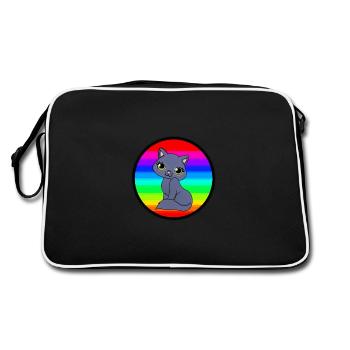 Cat in the cool background - Retro Bag - black/white - Back