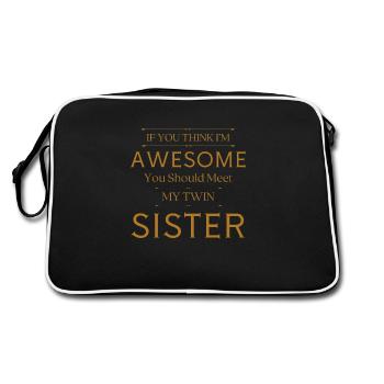 Jumeaux humoristiques Design Sibling Connection - Sac Retro - noir/blanc - Dos