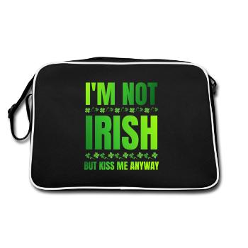Ich bin kein Ire, aber küss mich trotzdem St. Patrick's Day - Retro Tasche - Schwarz/Weiß - Hinten