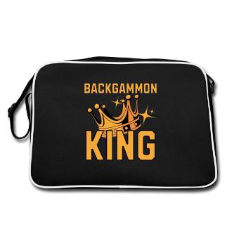 Backgammon King Dice Game Player Lover Board Game - Retro Bag - black/white - Back