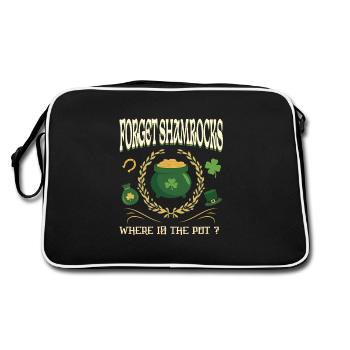 Oubliez les trèfles Où est le pot Citation irlandaise amusante - Sac Retro - noir/blanc - Dos