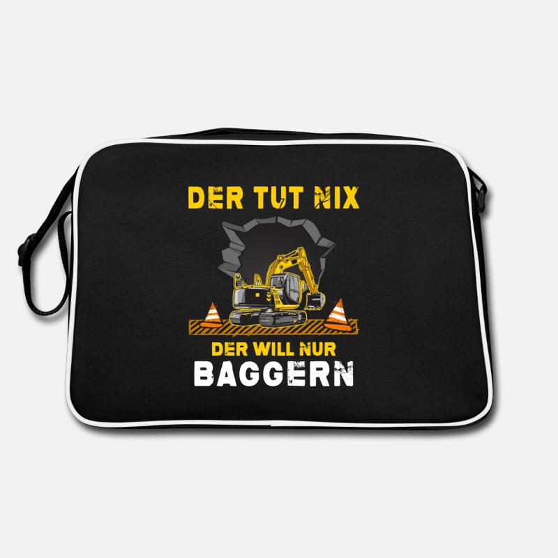 excavator excavator driver excavator bucket construction site Retro Bag