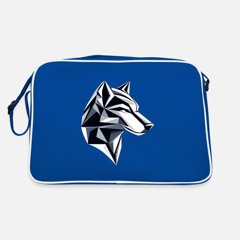 Wolf I Low Poly Art Logo Design Retro Tasche