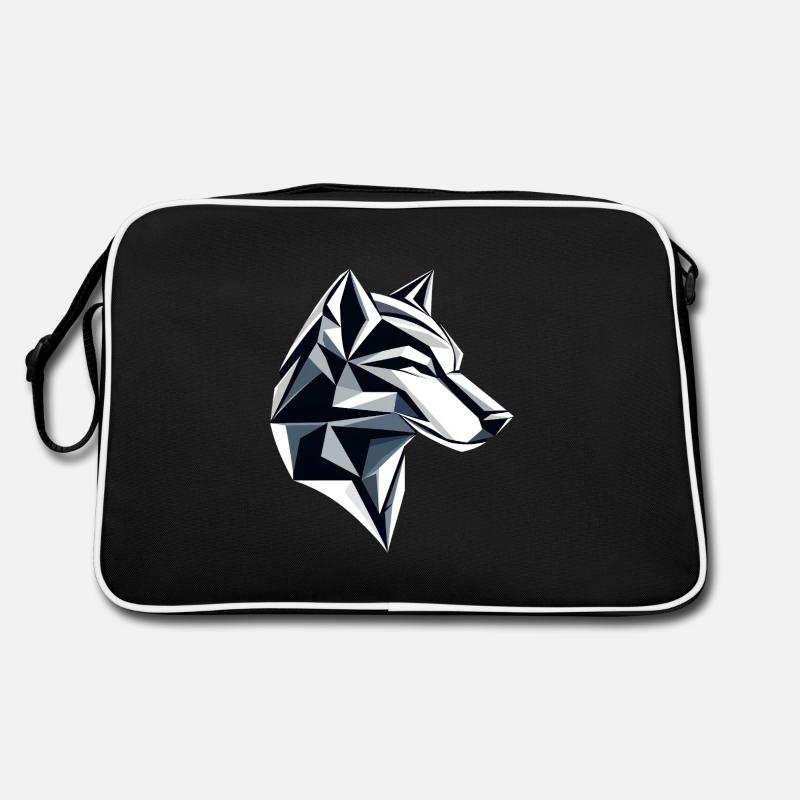 Wolf I Low Poly Art Logo Design Retro Tasche
