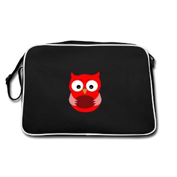 Eule - Retro Tasche - Schwarz/Weiß - Hinten