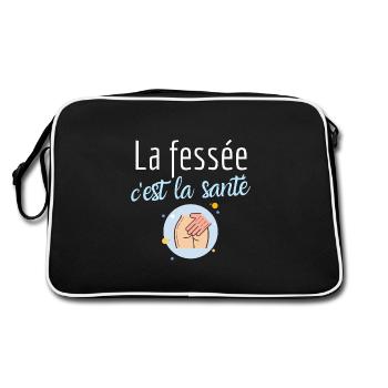 Fessée c'est la santé humour coquin érotique sexe - Sac Retro - noir/blanc - Dos