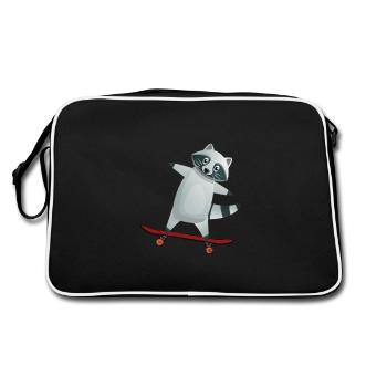 Racoon skater - Retro Bag - black/white - Back