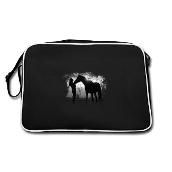 Mädchen mit Pferd - Retro Tasche - Schwarz/Weiß - Hinten
