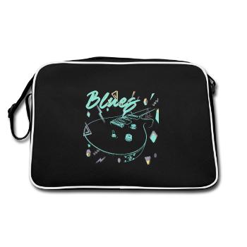 Croquis vert néon vintage de guitare blues - Sac Retro - noir/blanc - Dos