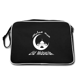 Eid Mubarak Islam Arabe-Francais Lune & Mosquée - Sac Retro - noir/blanc - Dos