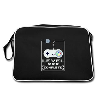 Super NES Controller Level Completed Gaming Design - Retro Tasche - Schwarz/Weiß - Hinten