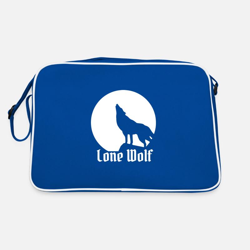Lone wolf flat design white Retro Bag